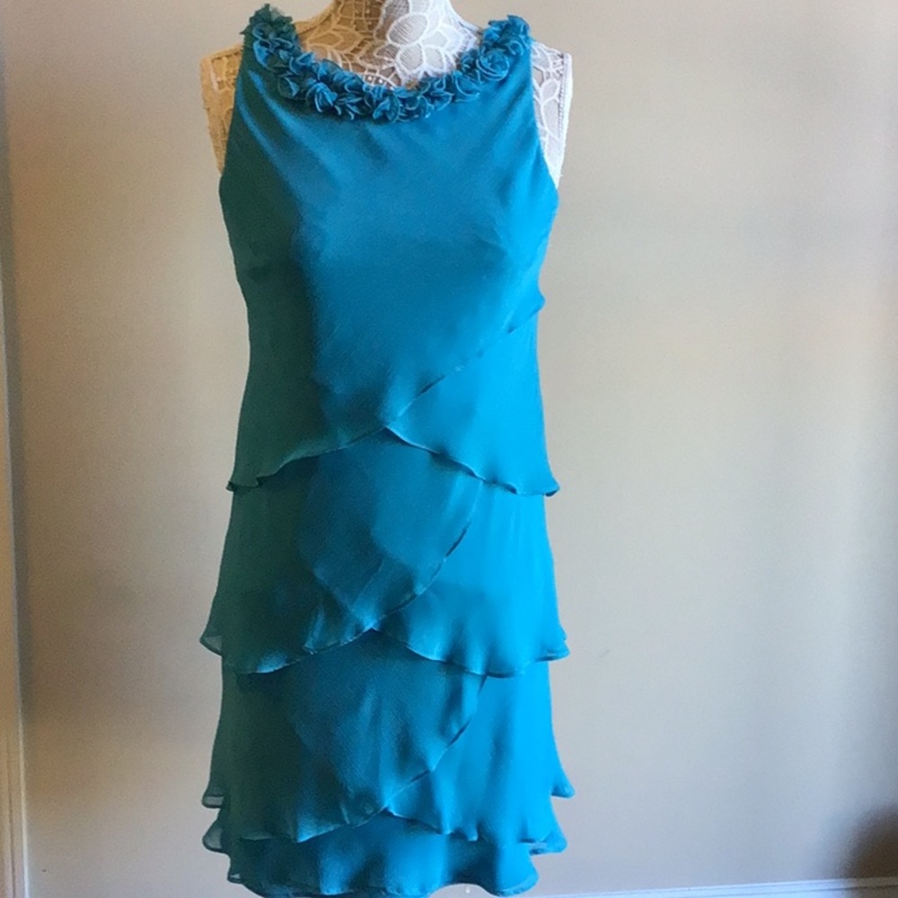 Ursula of Switzerland ruffle tiered tank dress with collar detail